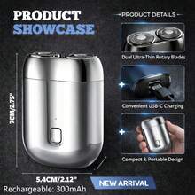 Electric Magnetic Shaver With Magnetic Dual Blades, Fast, Seamless, Waterproof, Wet & Dry Use, Fast Charging, Travel Portable Mini Men's Electric Razor, Father's Day Gift/Valentine's Day Gift, Electric Shaver - Multicolor - View 10