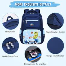 3pcs Cute Dinosaur Car Pattern Backpack Set, Cute Minimalist Style, Multi-Purpose Multi-Pocket Large Storage Capacity, Suitable For School And Outings - Sets - View 4