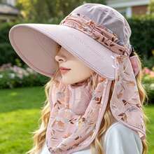 1Pc Women's Summer Sun Hat, Wide-Brim UV-Proof, Hats, Cap, Full-Face & Neck Coverage, For Daily, Park, Outdoor, Hiking & Vacations - Multicolor - View 7