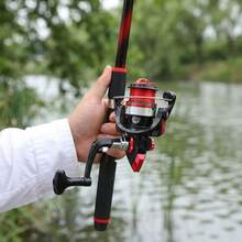 KecchKrezing Red Telescopic Straight Handle Lure Fishing Rod And Spinning Reel Set, Full Accessories Including Various Bionic Lures, Fishing Hooks, Bite Alarm Bell, Floats, Mini Landing Net And Carrying Bag, Suitable For River, Lake And Shore Leisure Lure Fishing - Red - View 7