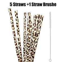 10/20pcs Reusable Leopard Print Plastic Straws With 1/2pcs Cleaning Brush, Suitable For Women's Water Cups, Fit For Birthday Party Drinking - Multicolor - View 18