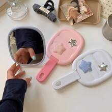 Portable Handheld Mirror, High-Quality Desktop Standing High-Definition Folding Makeup Mirror, Small Mirror For Girls To Touch Up Makeup On The Go - Multicolor - View 9
