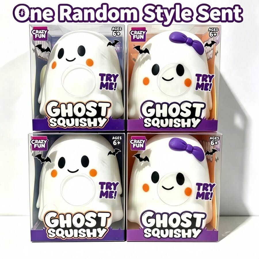 1 buah Mainan Squishy Hantu Raksasa yang Seru dan Gila, Set Pita Putih & Ungu Ekstra Besar, Mainan Penghilang Stres, Squishy yang Renyah