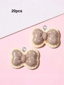 10/20/100pcs Cute Bow Heart Resin Jewelry Accessories DIY Cream Glue Small Charms For Handmade Bracelets Keychains Necklace Pendants - Bow - View 12