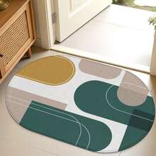 1pc Oval Flannel Door Mat, Soft Comfortable Absorbent Non-Slip Machine Washable With Anti-Slip Backing, Suitable For Entrance, Living Room, Patio, Bedroom, Kitchen, Laundry Room, Bathroom, Multi-Functional Home Floor Mat, Entryway Rug, Kitchen Bathroom Carpet, Holiday Decoration - Multicolor - View 4