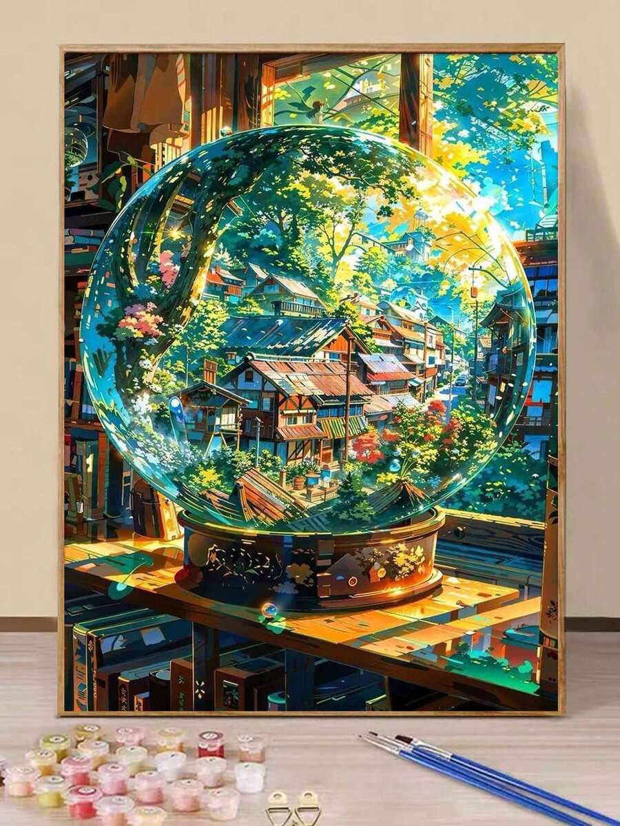 DIY Dreamy Fantasy Crystal Ball Village (8x12 / 16x20 Inches) Paint By Numbers Kit(Acrylic) Arts & Crafts For Adult Beginners, Home Wall Decor, And Holiday Gifts - Sets - View 1