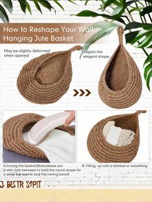1/3/6 cái giỏ treo tường đựng rau củ quả, giỏ treo cây cảnh kiểu tổ chim hình giọt nước bằng lưới, đan tay, tiết kiệm không gian, dễ sử dụng, phù hợp cho nhà bếp, sân vườn, phòng khách - Nhiều màu - Xem 4