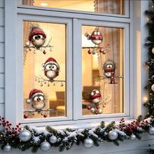 1/3 Stück süße Plüsch-Rotkehlchen-Fensteraufkleber für Weihnachten, doppelseitig aus PVC mit elektrostatischer Adsorption, geeignet für Zuhause, Büros, Feiertagspartys und Winterdekorationen. - Verschiedenfarbig - Übersicht 3