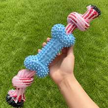 Dog Stuff Puppy Toys Spiky Bone With Rope Knot Ball, Durable Chew Toy, 3-In-1 Teeth Cleaning, Training Toy, Dog Teething And Boredom Relief Toy, Pet Ball Supplies, Dog Balls/Dog Toy/Puppy - Multicolor - View 13