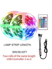 RGB LED Light Strip, Color Changing Adjustable, With Remote Control, USB Powered, Flexible Design, Suitable For Living Room, Bedroom, Party, Holiday, Halloween, Christmas Decoration - Multicolor - View 15