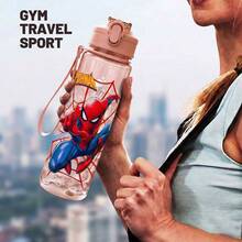 1pc 5 Colors Spider-Man Style Anti-Spill Flip Top Sports Water Bottle, Back To School Essential, Car Accessory, Portable & Fashionable Design, 750ml-27oz Travel Cup With Strap, Straw And Lid, Cute Design, High Quality, Leak-Proof, Shock-Proof, Durable Outdoor Sports Water Cup, Large Capacity Portable Cup, Suitable For Short Trips, Hiking - Multicolor - View 7
