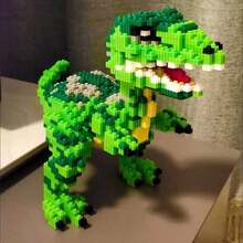 4500+ Pieces Green Dinosaur T-Rex Building Blocks Toy, Suitable For Party And Games, Can Be Used As Gift - Adult Stress Relief Toy, Home Decor Gift, 3D Puzzle Blocks, Perfect Fashion Gift For Holidays. - Multicolor - View 3