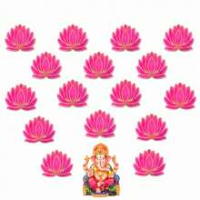 Large Diwali Lotus Paper Decor, Pink & Gold Lotus Shaped Paper Ornament, 12pcs/24pcs/48pcs Optional, Festival Party Background Wall And Tabletop Decoration, Suitable For Diwali Celebration - A - View 3