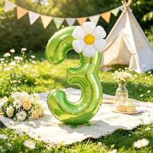 Green And White Daisy Party Balloon Set For Birthday Parties Photo Booth Props Anniversary Celebrations Holiday Decorations Outdoor Events Backdrop Walls And Photography Backgrounds - View 9