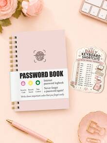 1 Set Password Organizer Book With Keyboard Shortcut Sticker, Track Website Login, Username, Password Hint, Email & Notes, Office Desk Accessories Office Supplies For Work, Home & Halloween Gifts - A6 - View 8