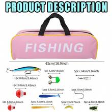 KecchKrezing Red Telescopic Straight Handle Lure Fishing Rod And Spinning Reel Set, Full Accessories Including Various Bionic Lures, Fishing Hooks, Bite Alarm Bell, Floats, Mini Landing Net And Carrying Bag, Suitable For River, Lake And Shore Leisure Lure Fishing - Red - View 5