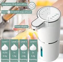 SEAGO Dispenser Sabun Busa Otomatis, Dispenser Sabun Tangan Busa Sensor Gerak Inframerah Tanpa Sentuh Isi Ulang 1200mAh, Pengisian Daya Type-C Tahan Air IPX5 Dipasang di Dinding & Meja untuk Kamar Mandi Dapur dan Penggunaan Rumah Tangga - Multimodal - View 7
