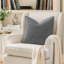 1件裝加厚編織紋理枕套，焦糖棕色正方形靠墊套，中性居家裝飾，附隱形拉鍊，適用於沙發，秋季家居裝飾 - 灰色 - 查看 7