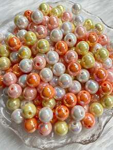 10mm 4‑Color Mixed Pack Aurora AB Iridescent Round Acrylic Loose Beads, Large Hole Spacer Beads For DIY Bracelet Keychain Phone Charm Jewelry Making Supplies - Multicolor - View 9