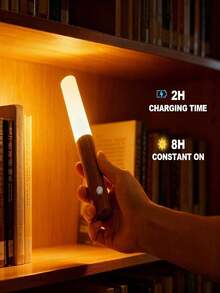 1 Peça Luz Noturna com Sensor de Movimento Magnético Portátil, Lâmpada LED Recarregável com Montagem na Parede com Padrão de Madeira, 3 Modos de Cor, Carregamento Tipo-C Luz de Indução Sem Fio para Corredor, Guarda-Roupa e Quarto - Luminária de parede com sensor de luz ambiente de três cores - Visão 8