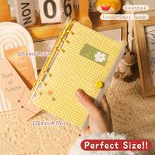 A6 Cute Plaid Transparent PVC Loose-Leaf Notebook, Detachable Loose-Leaf Diary, 60 Pages Lined/Blank Paper, Large Capacity No Sharp Edge Design, Soft Touch Planner Diary, Suitable For Middle And High School Students, Scrapbook - Multicolor - View 6