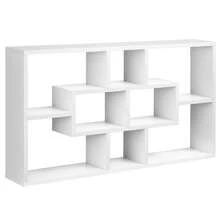 Estante de parede com 8 nichos, unidade de armazenamento, design moderno, 85 x 14,5 x 47,5 cm, branca - A - Ver 1