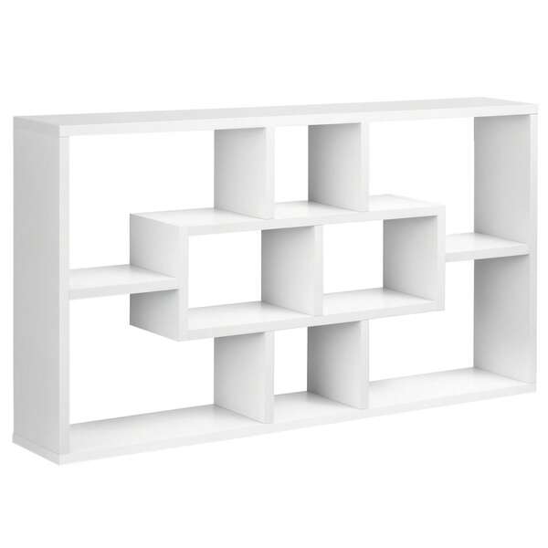 Wandboekenkast met 8 vakken, opbergmeubel, modern design, 85 x 14,5 x 47,5 cm, wit