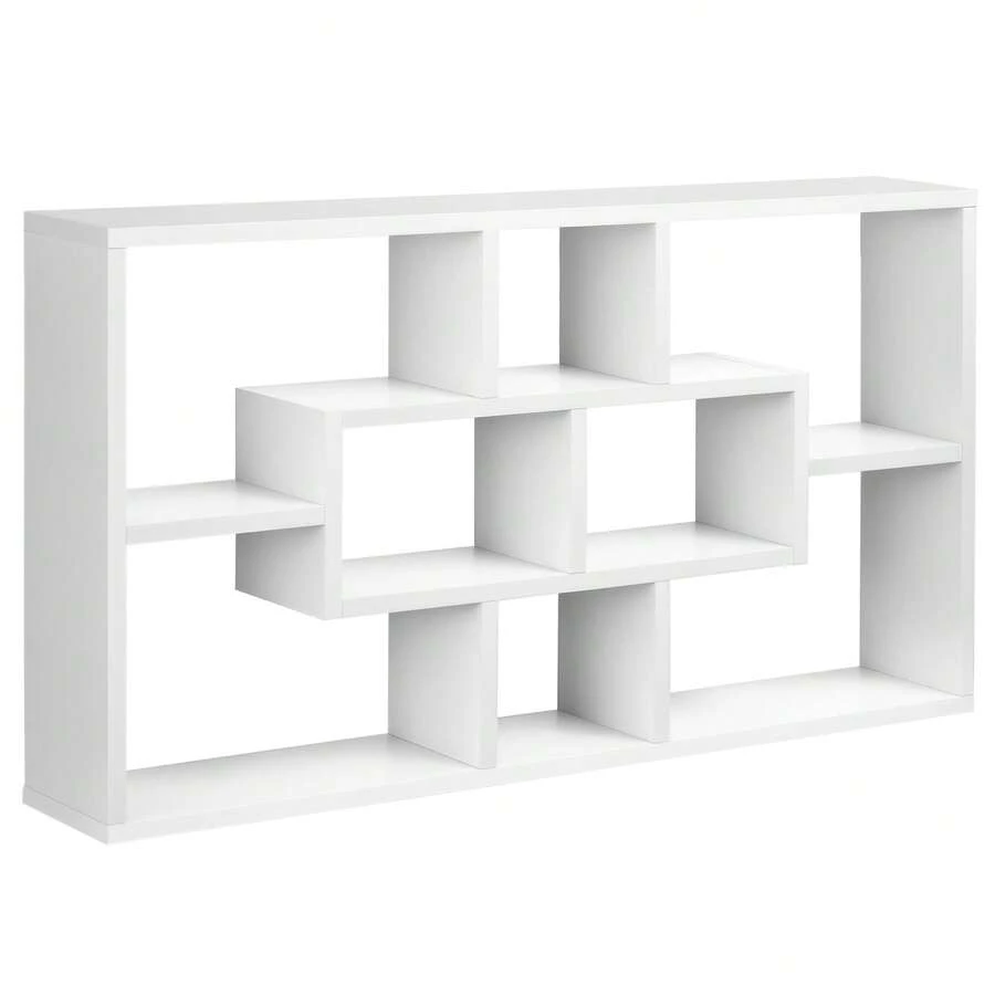 Estante de parede com 8 nichos, unidade de armazenamento, design moderno, 85 x 14,5 x 47,5 cm, branca - A - Ver 1