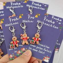 12pcs 2D Funny Gingerbread Man Series Keychain Set With Christmas Cards, Holiday Universal Small Gift, Positive Support Gift, Good Luck Gift, Christmas Party Favor, Christmas Party Decoration Gift - Multicolor - View 7