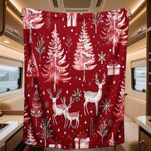 1pc Personalized Christmas Deer & Snowflake Design Blanket - Comfortable & Warm Digital Printed Knitted Blanket, Suitable For Napping, Sofa, Office, Camping, Multi-Purpose Gift, Suitable For All Seasons - Multicolor - View 3