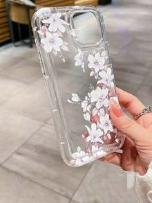 1pc Ins Air Cushion Elegant Vintage Floral Pattern Anti-Drop Phone Case, Compatible With 17 16 15 14 13 12 11 Pro Max, Transparent Phone Protective Cover Waterproof Shockproof Scratch-Resistant - Multicolor - View 3
