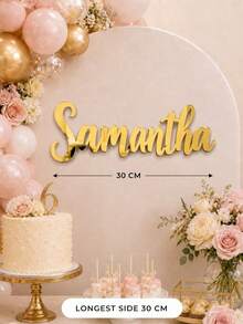 客製化壓克力鏡面牆貼，個性化姓名牆飾，金/銀/黑色字體，適用臥室、客廳、酒吧、梳妝室、派對背景，獨特姓名牆藝，母親節禮物、生日禮物、美學家居裝飾、婚禮禮物，自黏式 - 彩色 - 查看 8