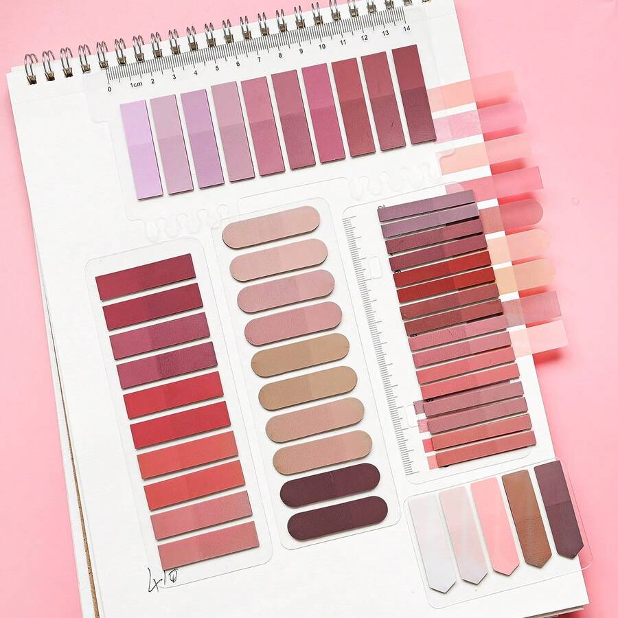 5pcs/Pack Index Labels PET Semi-Transparent Deep Red Series Sticky Notes Marker Tabs Student Textbook Record Tabs Reading Notebook Memo Stickers School Supplies Back To School Supplies Ultra-Thin Index Tabs - one-size - View 1