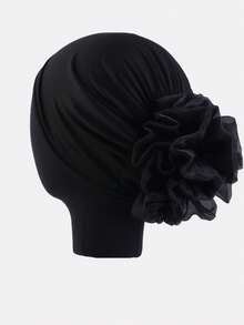 1pc Women's Large Floral Elastic Fabric Head Wrap Cap, Chemotherapy Hat, Hair Protection Bonnet, Headscarf Hat For Daily Wear - Khaki - View 9
