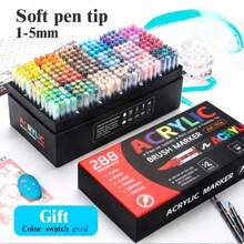 288/168/120/72/60/48/36/12pcs Liquid Acrylic Marker Set, Multicolor Soft Tip Watercolor Pens, Drawing, Art, Anime, Fine Art Supplies, Office Stationery, Markers, Outline Pens, Halloween, Christmas, Birthday Gifts - Direct-liquid Acrylic Marker (upgraded Version) - View 13