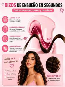 Rizadores compactos, tenacillas y pinzas para el cabello, con recubrimiento de turmalina; cómodas herramientas para peinar que permiten crear ondas suaves, rizos naturales y peinados con ondas elegantes; liberan iones negativos para lograr un peinado estilo sirena; moldeador giratorio multifuncional - Tipo de Enchufe A USA (110-127V) - Ver 3