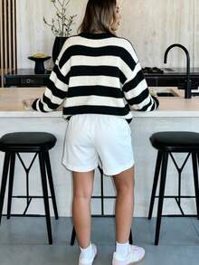 Women's Fashionable Winter Knitted Pullover Sweater, Soft & Loose Fit, New Arrival Autumn/Winter Fall - Black and White - View 2
