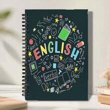 1pc A5 Spiral Notebook, Colorful English Grammar Graffiti Print English Subject Journal, 30 Sheets (60 Pages) Dark Background Cute Language Learning Diary, Back To School Stationery, Language Learning Gift For English Learners - Rectangle - View 6