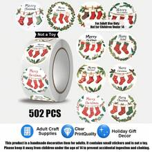 502pcs/Roll Merry Christmas Stocking Pattern Stickers, 10 Assorted Styles, Gift Wrapping Labels, Scrapbook Stickers, Planner Gift Wrapping, Paper Craft Decoration, Party Gifts, Gift Box Decoration And Reward Stickers - Multicolor - View 8