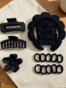 Solid Color Polyester Hair Claw Suitable For Daily Wear - Multicolor - View 3