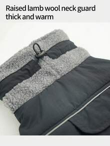 Dog Winter Jacket With Drawstring Hole For Easy On And Off, Adjustable Reflectivity, High Neck And Plush Lining, Suitable For Small And Medium-Sized Dogs - Black - View 6