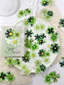 1 Pack 20pcs Vintage Silver Foil Floral Collage PET Stickers, DIY Scrapbooking Decoration Stickers For Planner, Photo Album, Scrapbook - Starlight Flower Field - View 1