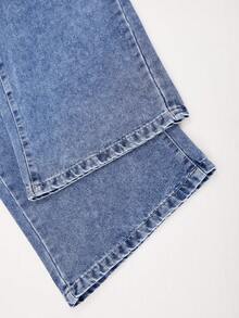 Teen Boys Fashion Casual Y2K Retro Cool Blue Denim Loose Comfortable Straight Leg Jeans - Blue - View 6