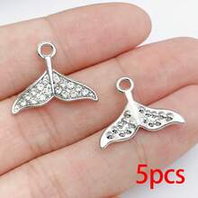 5/20pcs Silvery Ocean Charms Rhinestone Shell Starfish Mermaid Tail Dolphin Jellyfish Pendant For DIY Bracelet Necklace Jewelry Making Findings - Multicolor - View 11