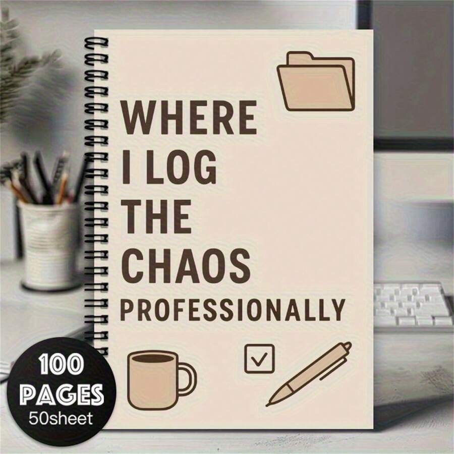 1pc Funny Spiral Round Notebook, Humorous & Witty Journal For Work And Meetings - Notebook - View 1
