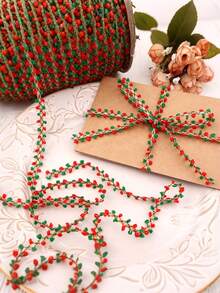 2rolls/1roll Christmas Red & Green Lace Trim Decorative Ribbon, Handmade DIY Gift Box, Envelope Packaging Rope, Christmas Gift Wrapping Ribbon, Christmas Tree Decoration Rope, Indoor Home Decor Props, Atmosphere Creating Supplies, Suitable For Christmas Home Decoration, Gift Wrapping, DIY Handmade Crafts - Multicolor - View 6