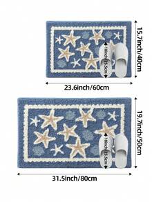 DAJIANG 1PC Flocked Bathroom Anti-Slip Mat, Soft Starfish & Shell Pattern Carpet, Extra Thick Soft Bathroom Rug, All Season Fresh Style, Anti-Slip TPR Bottom, Absorbent, Easy To Clean, Machine Washable, Soft & Comfortable, Suitable For Home Living Room, Bathroom Sink, Bathtub, Shower, Sink, Home Decor, Fall Decor - Multicolor - View 3