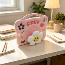 Cute Cartoon Flower Silicone Shockproof Protective Case With Retractable Rotating Stand And Hidden Pen Slot, With Handle, Compatible With IPad A16/ Pad 6/6Pro/7/7Pro/ MatePad SE/Honor Pad X8A, Suitable For Students Online Classes, Mobile Office And Home Movie Watching - Pink - View 4