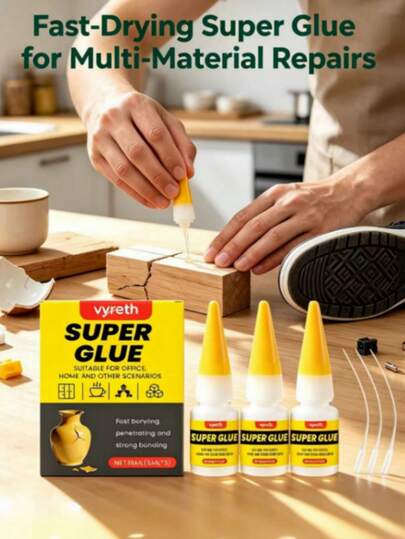 3 Bottles Strong Multi-Purpose Glue, Firmly Bonds Metal, Plastic, Rubber, Ceramic Cracks, Portable Home Repair Glue, Super Glue Instant Dry, Strong Instant Adhesive Transparent Multi-Purpose Universal Plastic, Wood, Metal, Rubber, Artificial Leather, DIY Crafts, Super Glue, Craft Glue