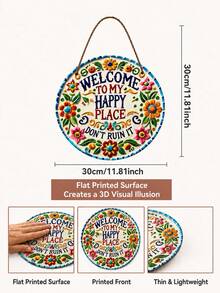 1 pièce "Bienvenue dans mon monde heureux" Décoration, œuvre murale imprimée 2D avec motif floral coloré et slogan positif, décoration d'intérieur rétro esthétique, panneau de signalisation joyeux, convient pour les portes, les murs, les entrées, les salons, les chambres, les cuisines, les salles de bains, les cafés, les boutiques, les patios, les fermes, le style boho et les scènes de décoration saisonnière de la maison - Multicolore - Voir 12